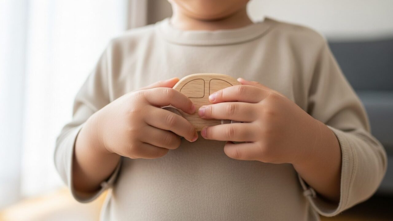 おもちゃを持つ幼児の手